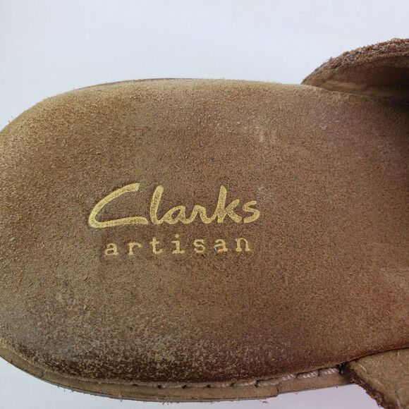 Clarks Aisley Lily Womens Size 8 Brown Suede Slip On Cork Wedge Sandals - Picture 9 of 10
